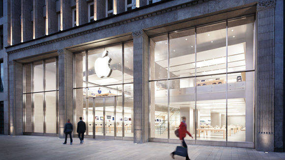 Apple-Store in Hamburg: Offline verkauft das Unternehmen weniger glamourös.