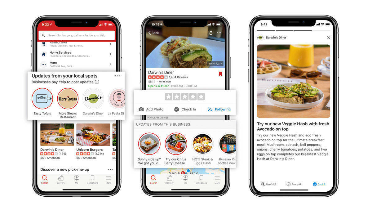 Yelp bietet vielfältige Informationsmöglichkeiten.