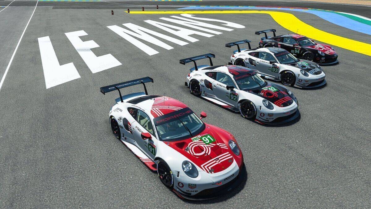 Mit vier 911 RSR geht Porsche bei den virtuellen 24h Le Mans an den Start.