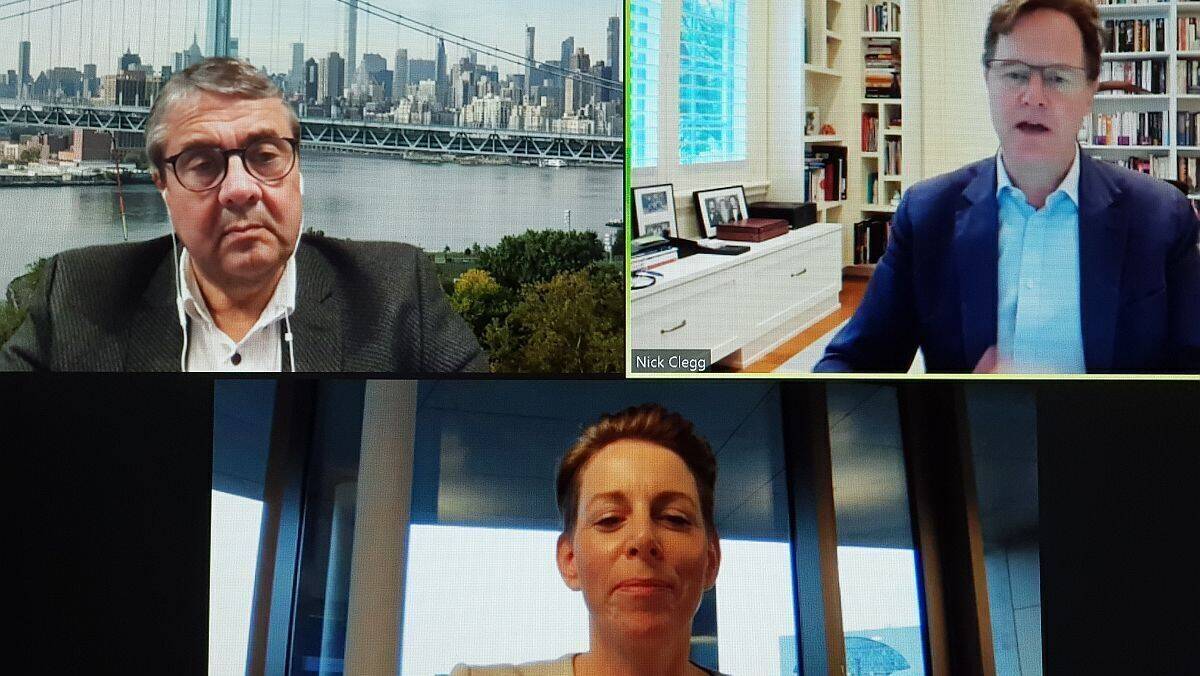 Sigmar Gabriel, Nick Clegg, Moderatorin Eva Maria Kirschsieper