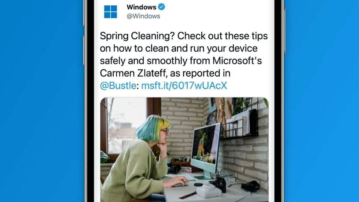 Diesen Tweet hat Microsoft mit einem iMac-Foto illustriert.