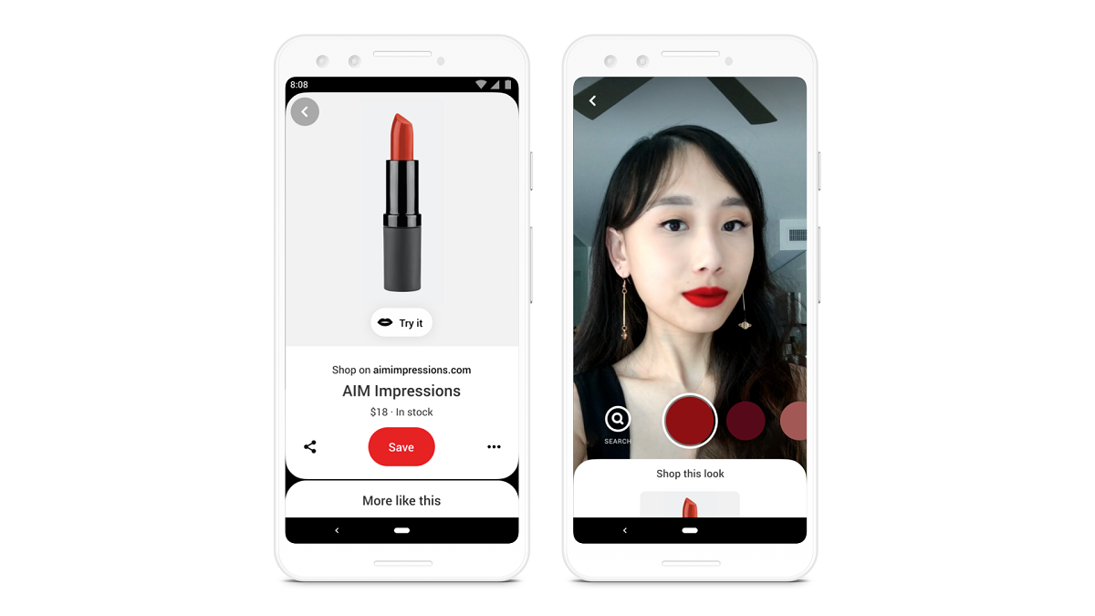 Mit "Try On" können Pinterest-Nutzer Beauty-Produkte virtuell ausprobieren.