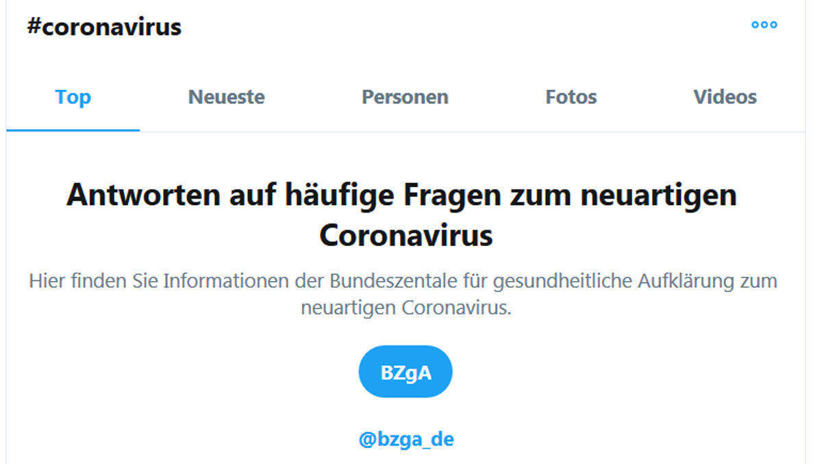 Wer nach dem Coronavirus sucht, bekommt Antworten aus seriöser Quelle.