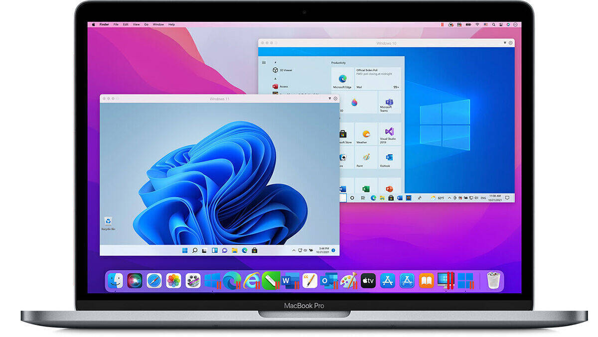 Der schöne Mac – und dann läuft Windows drauf. Aber es funktioniert.