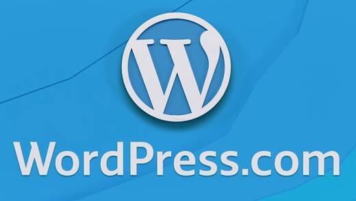 Schlichtes Blau: Mit diesem Logo wirbt WordPress.com für sein Projekt.