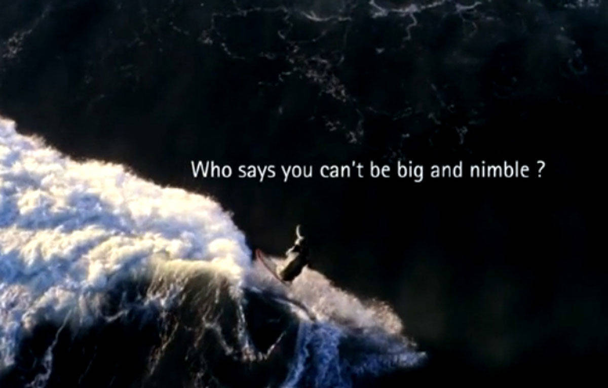Mit diesem Spot hat Accenture im Jahr 2013 geworben. Darin zu sehen: ein Elefant beim Wellenreiten auf einem Surfbrett. Der Text ist vielsagend. 