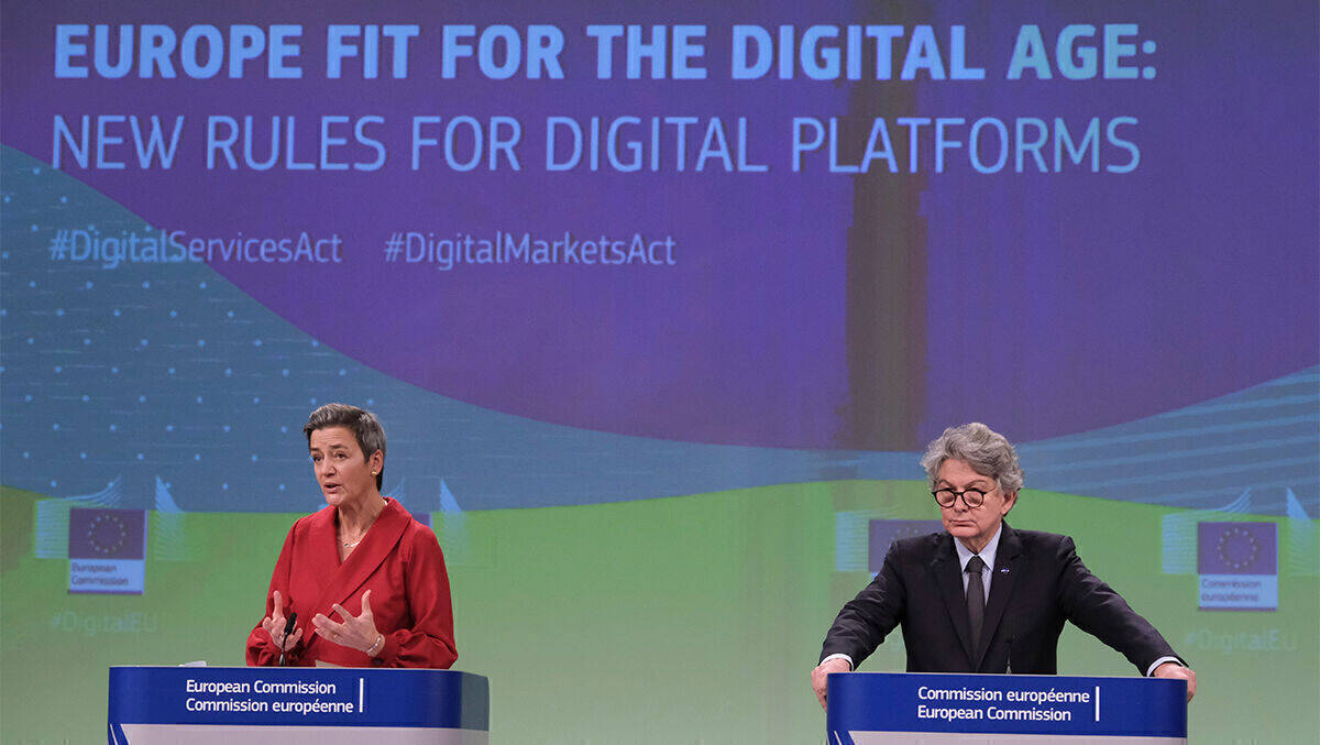 Margrethe Vestager, EU-Kommissarin für Wettbewerb und Thierry Breton, EU-Kommissar für Binnenmarkt und Dienstleistungen. 