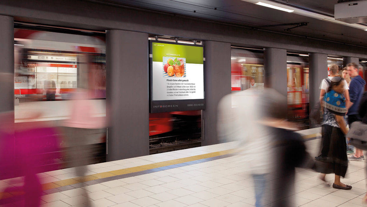 Die Infoscreens in S- und U-Bahnhöfen gibt es deutschlandweit in 19 Städten. 