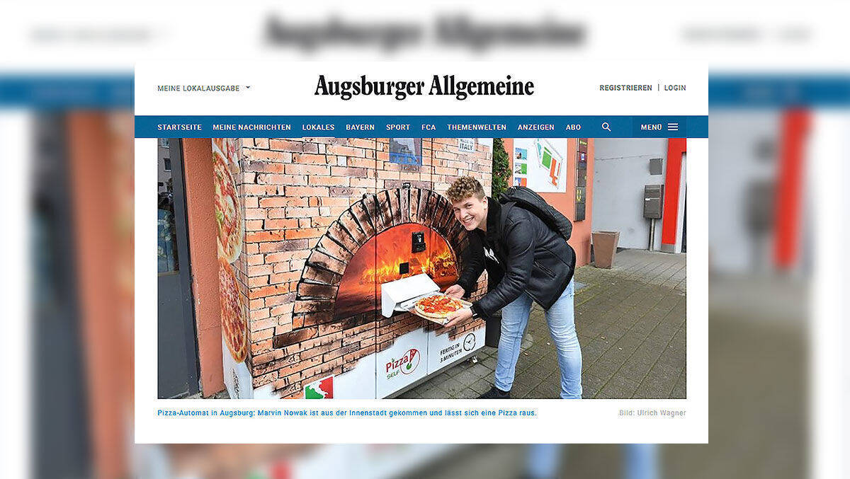 Am Automaten in Augsburg kann man neuerdings auch krosse Pizza ziehen.