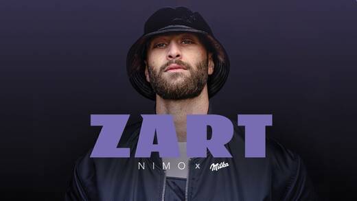 Rapper Nimo zeigt für Milka seine zarte Seite.