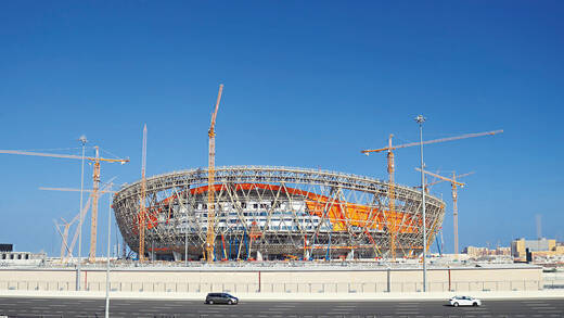 Die Baustelle des Lusail National Stadium nahe Doha.