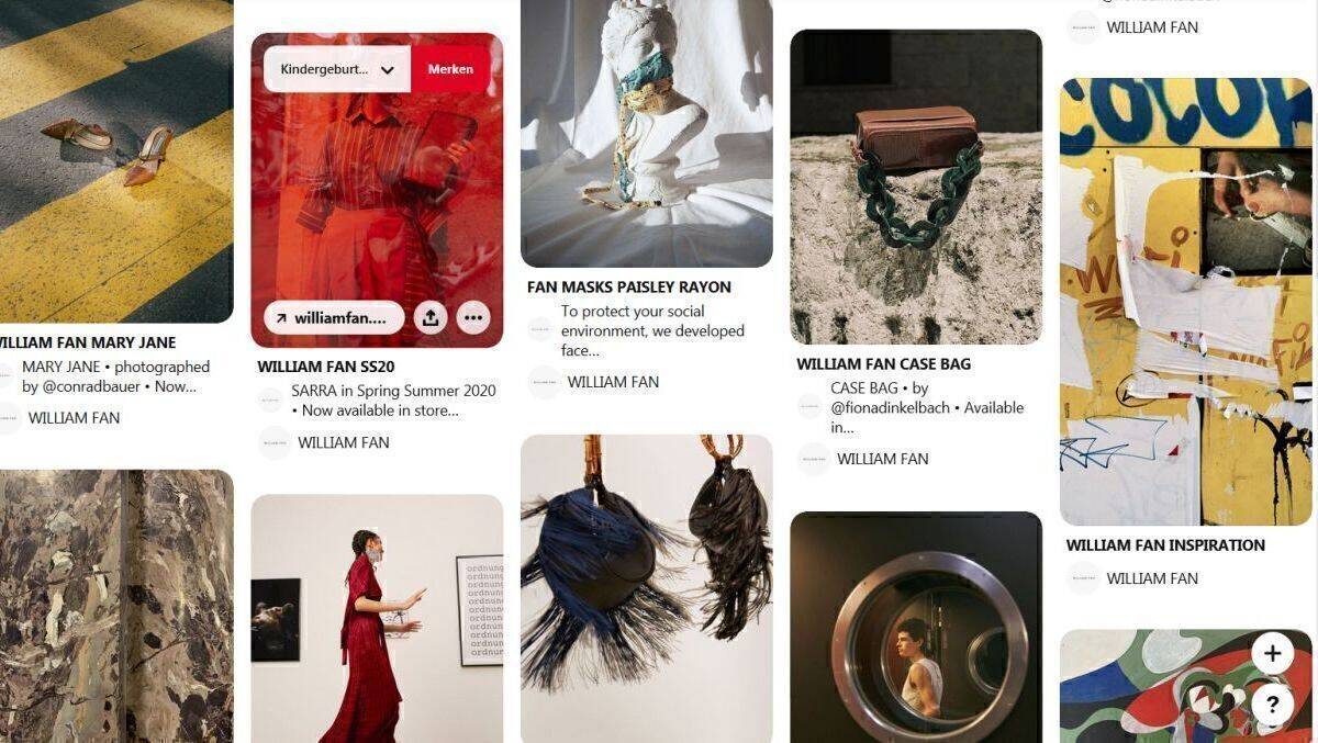 Das Pinterest-Board von Modedesigner William Fan.